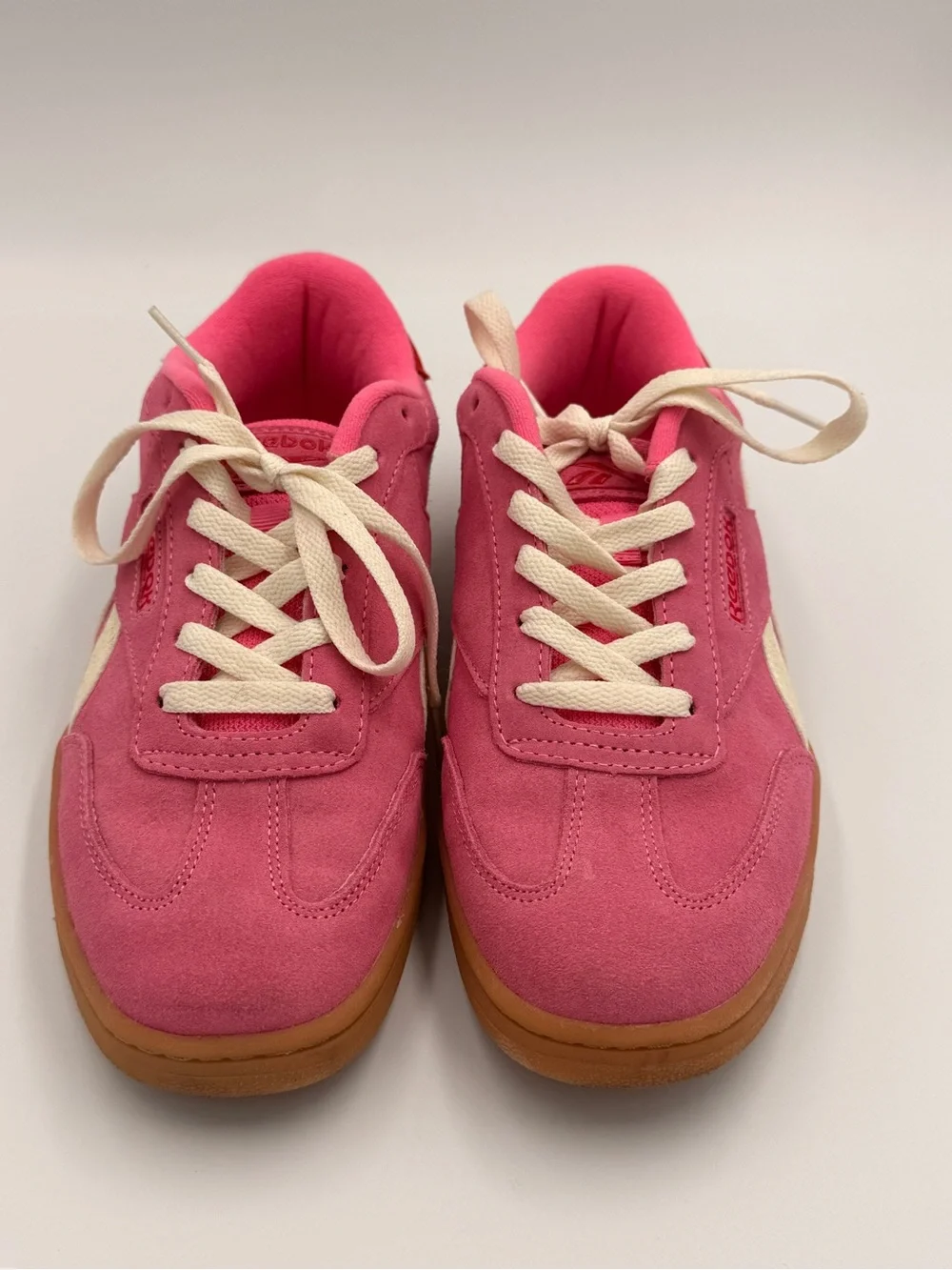 Reebok Pink Suede Women's Low-Top Sneakers with Cream Accents